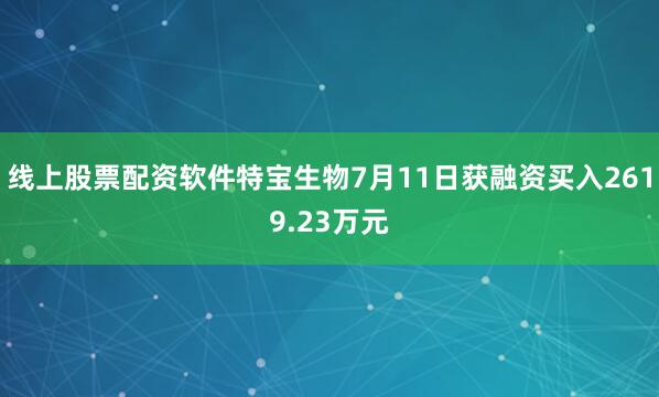 线上股票配资软件特宝生物7月11日获融资买入2619.23万元