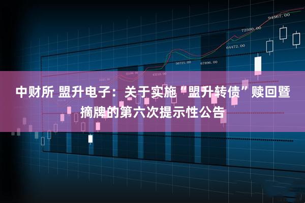 中财所 盟升电子：关于实施“盟升转债”赎回暨摘牌的第六次提示性公告